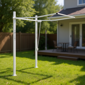 Ensemble de poteaux d'auvent en fer blanc 118,1 x 96,5 pouces, autoportant, à commande manuelle, pour auvents de patio - Product Image 2