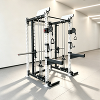 Machine Smith 3-en-1 avec rack de musculation et crossover à câbles – Équipement de fitness multifonctionnel pour la maison et l'usage commercial
