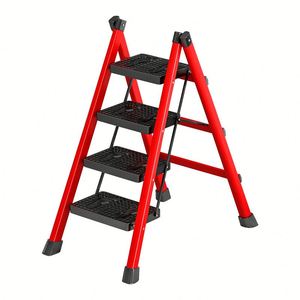 Pieghevole con 3 gradini con scaletta pieghevole con scaletta a mano a pedale largo per casa uscita antincendio interna moderna libreria nera con scala - Product Image 5