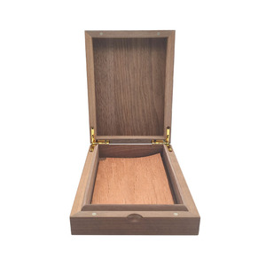 Boîte à cigares en noyer massif, 18.8x13.8x4.8cm, étui de rangement rectangulaire résistant à l'humidité pour emballage de cigarettes - Product Image 2