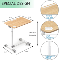 2025 nouveau Design petit bureau d'ordinateur debout réglable lit d'ordinateur pliable avec roues métal noir ou blanc à l'hôpital