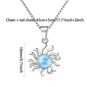 Colgante Vibrante con Remolino de Larimar y Efecto <span class=keywords><strong>Sol</strong></span> - Gema Azul Cielo Océano y Rayos Plateados Ondulados |   Joyería de Moda de Verano, Regalos al por Mayor - Product Image 3