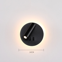 Lampes murales de lecture Led de chevet minimalistes avec tête rotative Montage en surface Noir Blanc Appliques murales d'hôtel