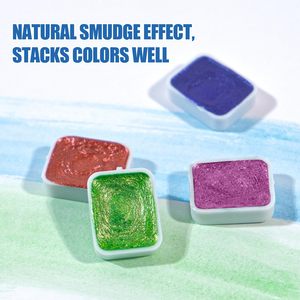 Panwenbo 20 Colors Shimmer Metallic Watercolour Paint Sets Solid <strong>Pearl</strong> Water Color Paints Mini Glitter Watercolor Paint Set - Product Image 5