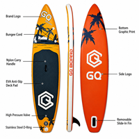 Planche de paddle gonflable personnalisée OEM 335x81x15cm GQ-COCO avec pagaie, pompe, sac à dos et leash