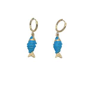 Pendientes de Moda con Diseño de Pez Azul, Chapados en Oro PVD, Acero Inoxidable 316L, Joyería Sostenible y Resistente - Product Image 1