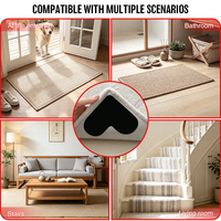 Lot de 4 Grips Antidérapants en PU en Forme de Cœur pour Tapis, Réutilisables et Lavables, pour Sols en Bois Dur et Carrelage