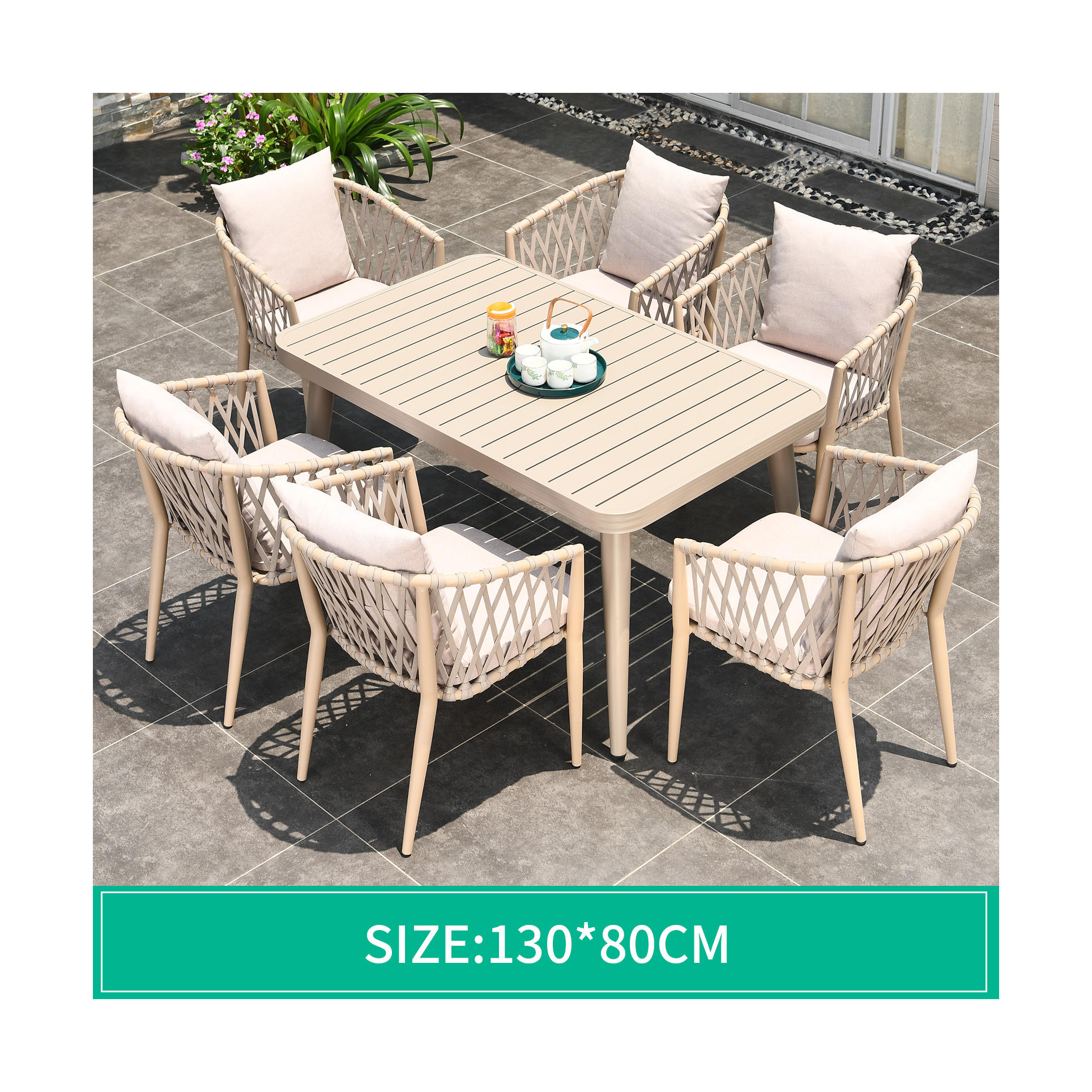 130*80cm table+6 chairs