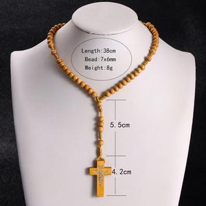 Komi Dropshopping Gros 6*7mm En Bois Chapelet Perles Marque Collier Prier Colliers Prier Religieux Jésus Perles Bijoux R-328 - Product Image 6