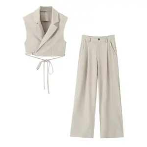2 pz abbigliamento donna manica lunga <span class=keywords><strong>gilet</strong></span> kaki cappotti <span class=keywords><strong>con</strong></span> pantaloni Sexy autunno tute sportive - Product Image 1