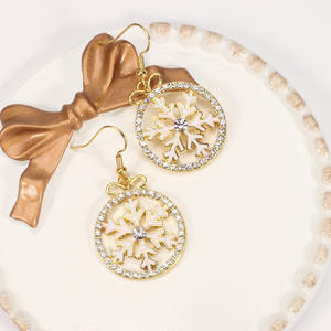 ใหม่ต่างหูคริสต์มาสพลอยเทียมแบบกลวงเขากวางรูปกวางเอลก์เกล็ดหิมะแบบกลวงสำหรับเป็นของขวัญคริสต์มาส - Product Image 4