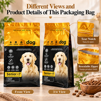 Sacs d'emballage pour aliments pour animaux de compagnie, personnalisables, à fond plat, refermables avec fermeture éclair, grande taille, pour chiens et chats, 3lb, 5lb, 10lb, 15lb
