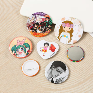 Custom Squart Button Pin Glitter Tinplate Button <b>Badge</b> Cartoon Tin Button Pin <b>Badge</b> Anime Logo <b>Badge</b> - Product Image 1