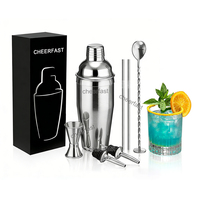 Kit de shaker en acier inoxydable personnalisé Boston 750 ml avec outils à cocktails pour bar à domicile, fête, cadeau extérieur, luxe