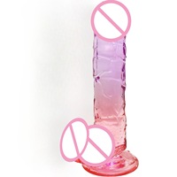 Dildo realista de gelatina cristalina de 7.5 pulgadas con ventosa para adultos