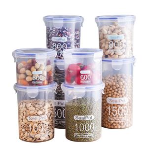 Pot de conservation alimentaire hermétique en plastique rond de haute qualité, transparent, pour la cuisine, avec couvercle, pour ranger les haricots et les noix - Product Image 1