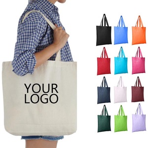 Vente en gros de sacs à provisions réutilisables à bas prix avec logo imprimé sur mesure grands sacs fourre-tout unis blancs en toile de coton écologique avec fermeture éclair - Product Image 1
