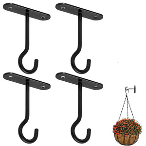 Crochets muraux noirs pour suspendre paniers, lampes, vêtements, cages à oiseaux, paquet de 2 - Product Image 2
