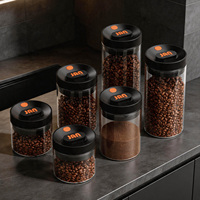 Vente en gros d'usine : Pots en verre borosilicate personnalisables avec couvercles en plastique et fermetures à poussoir pour le rangement en cuisine (1200 ml)