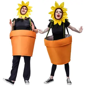 BAIGE 2024 Carnival Unisex Cosplay Role Play Sunflower Pot Set Funny Party Costume for Adults