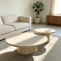 Centurymosaic – Ensemble de tables basses et d'appoint rondes en travertin beige, taille personnalisée pour salon, maison, projet de villa