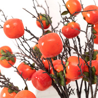Fleur artificielle de kaki à quatre têtes, en gros, pour la décoration intérieure, l'aménagement paysager de centres commerciaux et les présentoirs de branches fruitières, fabrication chinoise, simulation stylisée