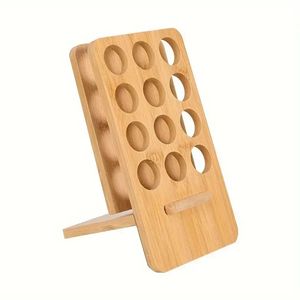 Exhibidor de Esmalte de Uñas de Bambú con 12 Compartimentos, Organizador de Cosméticos de Madera de 4 Niveles, Soporte para Aceites Esenciales de Escritorio, Ecológico - Product Image 2