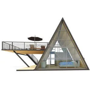 Deluxe Steel Structure Small Wooden House Triangle Modular Prefabricated Small House