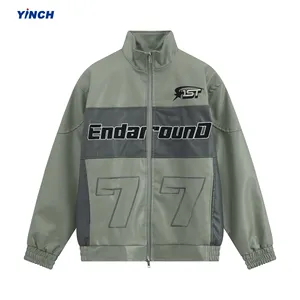 Chaqueta <span class=keywords><strong>de</strong></span> PU LAYENNE para <span class=keywords><strong>Hombre</strong></span>, <span class=keywords><strong>de</strong></span> Lujo y Estilo Urbano, con Cuello Alto, Bordada, Estilo Racing, con Parches, Cierre <span class=keywords><strong>de</strong></span> Cremallera, para Primavera, Talla Grande - Product Image 1