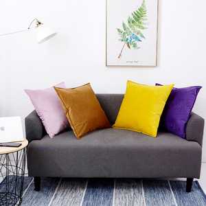 Cojín suave sedoso cuadrado de alta calidad, <span class=keywords><strong>funda</strong></span> de almohada de terciopelo de Color sólido elegante de gran tamaño para sala de estar - Product Image 1