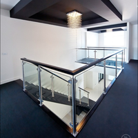 Système de balustrade en verre avec poteaux en acier inoxydable résistant aux intempéries, pour escaliers intérieurs et extérieurs