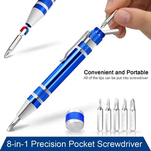 Set di cacciaviti Mini EDC multifunzione in acciaio inossidabile a forma di chiave cacciaviti a fessura e a forma di penna strumento di riparazione tascabile portachiavi