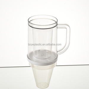 Taza congeladora de Gel de doble pared, tazas de hielo de cerveza para congelador, tazas de congelador para beber, tazas de cerveza de plástico transparente con asa, 13,5 oz - Product Image 1
