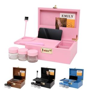 AGG Wholesale Boîte de rangement rose en bois avec serrure à combinaison pour accessoires de fumage, broyeur d'herbes sèches et plateau à rouler - Product Image 4