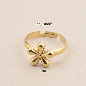 Moda Acero inoxidable 316 Joyería Tridimensional Flor de cinco hojas <span class=keywords><strong>Anillo</strong></span> ajustable Touses - Product Image 2