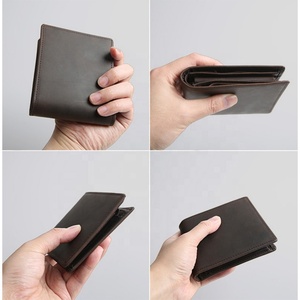 Wholesale Crazy Horse Genuine Leather Short Bifold Wallet with Coin Pocket for Men Vintage Style RFID Blocking - Product Image 6