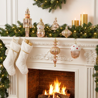 Pendentifs de Noël en plastique pour sapin et guirlande, décorations de Noël dorées champagne, motif arbre de Noël et casse-noisette