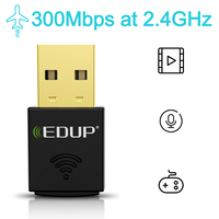 Adaptador WiFi EDUP de 300 Mbps y 2.4 GHz, Realtek8192eu, Dongle Inalámbrico para Pantalla WiFi, Adaptador USB WiFi, Soft AP, Banda de 2.4 GHz, Negro