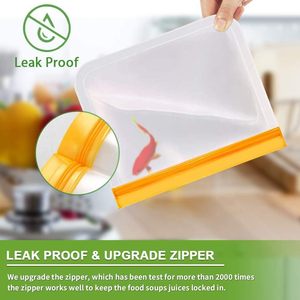 Non-woven Reusable Food Storage <b>Bags</b> BPA FREE Freezer <b>Bags</b> EXTRA THICK Leakproof Reusable Lunch <b>Bag</b> for Salad Fruit - Product Image 5