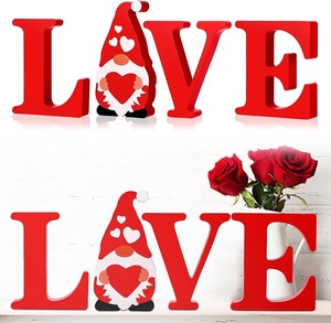 Pronto per la spedizione decorazione di san valentino ornamenti nuziali in legno decorazione vuota arte amore scultura - Product Image 6
