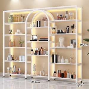 Muebles de Salón de Belleza de Moda Multicapa en Oferta, Estantes Cosméticos Dorados, Exhibidores con Gabinete para Tienda, Salón, Bar - Product Image 4