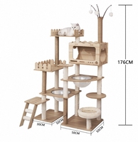 Nouvel Arbre à Chat Moderne Designer, Griffoir en Sisal Naturel avec Condo en Bois, Mobilier et Fournitures Douces pour Animaux de Compagnie