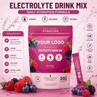 Poudre d'électrolytes hydratante saveur fruits rouges mélangés OEM ODM pour la gestion de l'énergie, sans sucre, pour la réhydratation et les minéraux