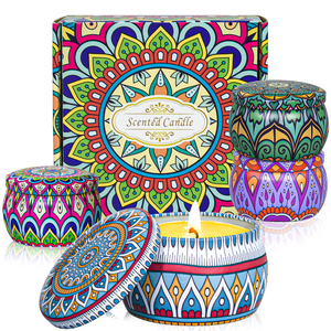 เทียนหอม 4 ชิ้น เทียนหอมในกระป๋องสำหรับการบำบัดด้วยกลิ่นหอมเพื่อการผ่อนคลาย ห้องนอน ห้องนั่งเล่น เทียนตกแต่ง - Product Image 4