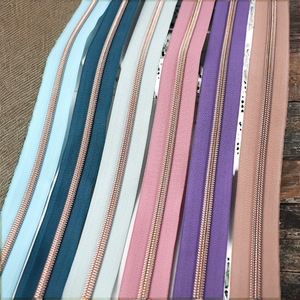 5# Colorful DIY Shoes Tailor Sewing Accessories Nylon <b>Zip</b> <b>Open</b>-<b>end</b> Auto Lock Coil Rose Gold Zipper - Product Image 2
