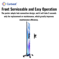 Canbest Cob P0.9 P1.5 İç Mekan LED Duvar Ekranı Taşınabilir Katlanabilir Poster Ekranı 1200nit Dijital Çift Taraflı LED Video Poster Duvarı