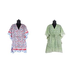 Fábrica OEM Personalizado Algodón Puro Maxi Corto Nuevo Impreso Caftán Corto Diseño de Moda Floral Impreso Algodón Kaftan - Product Image 1