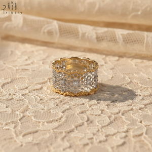 Anillo de Diamantes Naturales Reales en Oro Amarillo Macizo de 18K, Diseño Vintage Más Popular, Joyería Fina, Artesanía de Encaje Antiguo, para Mujer - Product Image 6