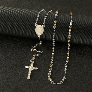Collar con Cruz <span class=keywords><strong>de</strong></span> la Virgen María en Acero Inoxidable y Titanio <span class=keywords><strong>de</strong></span> 6mm, Cadena <span class=keywords><strong>de</strong></span> Cuentas, Joyería <span class=keywords><strong>de</strong></span> Lujo para Hombre y Mujer - Product Image 5