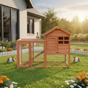 Moderner Holz-Kaninchenstall & Meerschweinchenkäfig mit Wasserdichtem Dach Umweltfreundliches Tierhaus für Kleintiere zur Außennutzung - Product Image 5